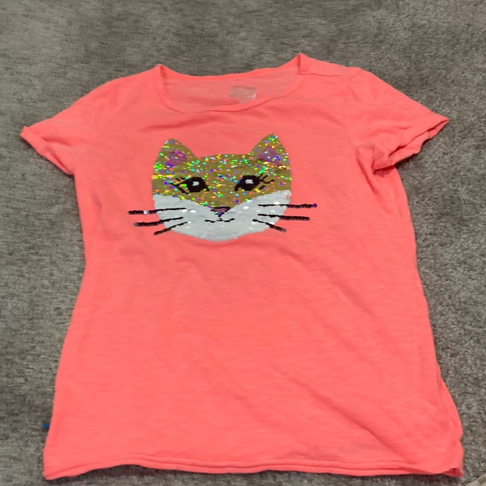 Pink flip shirt brand so size 14 fits 10-12 60% Cotten 40% polyester